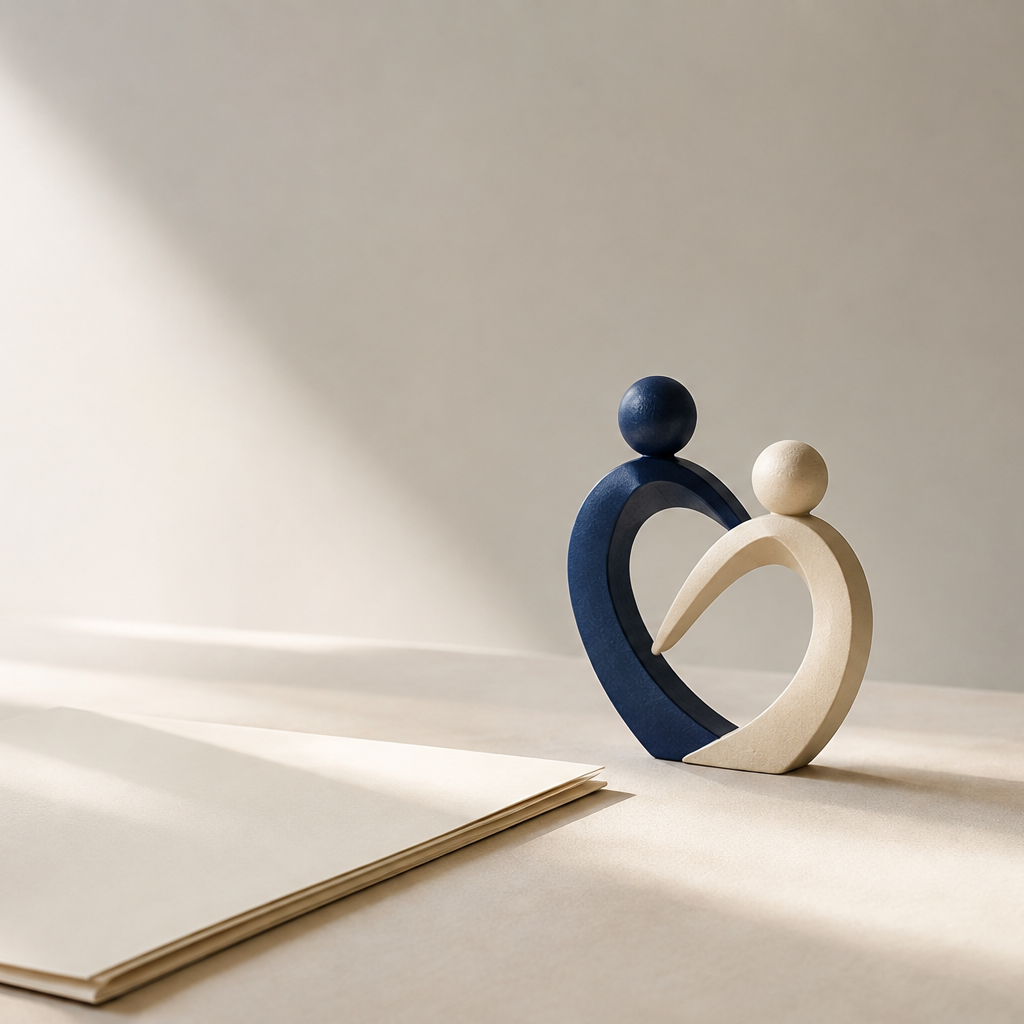 Abstract figures representing understanding, connection, and empathetic support