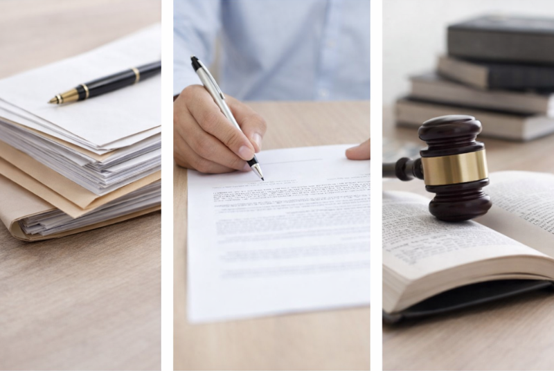 probate documents stack signing document gavel court book